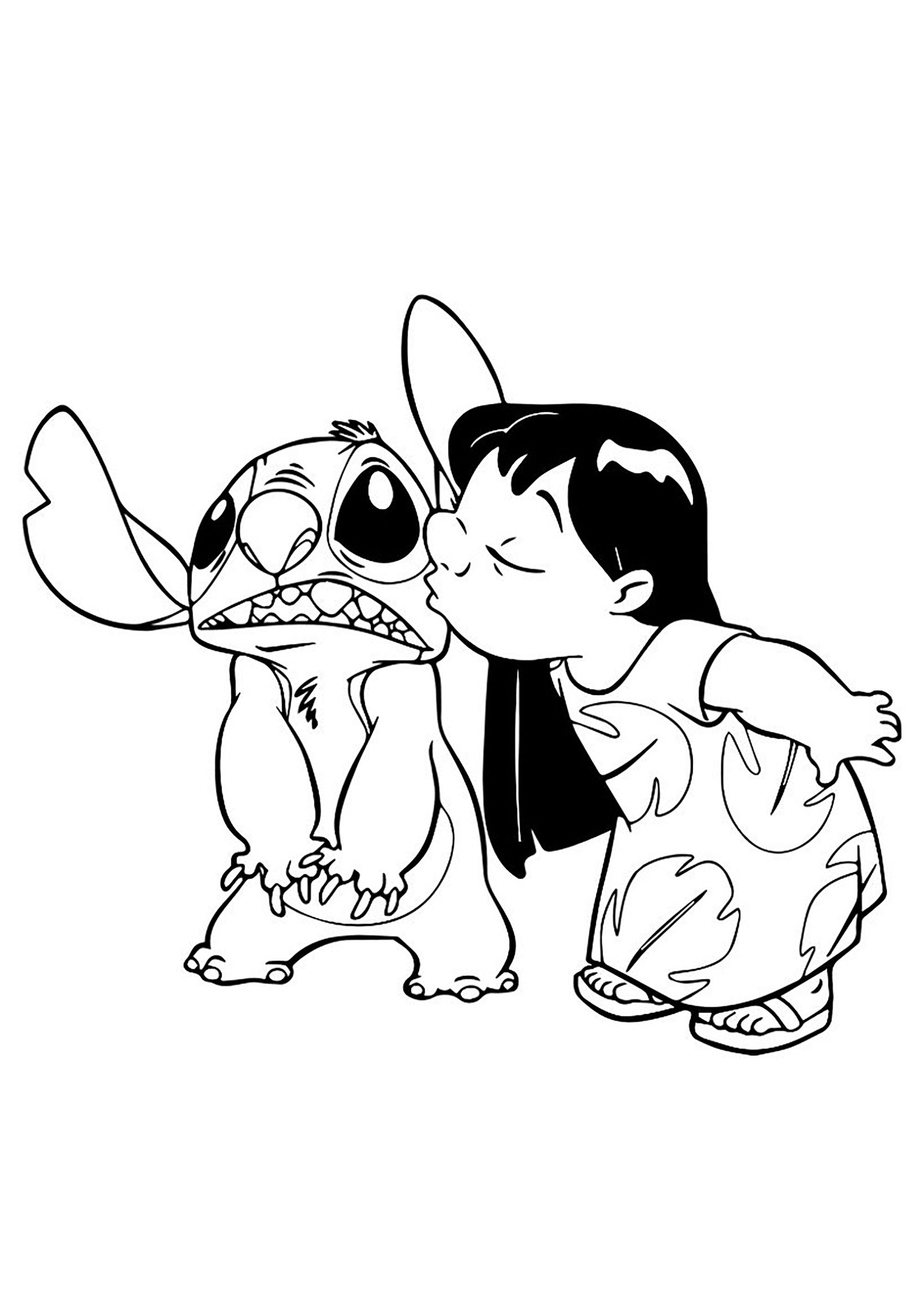 Desenho de Lilo e Stich para imprimir e colorir