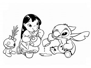 Páginas para colorir de Lilo e Stitch para as crianças imprimirem