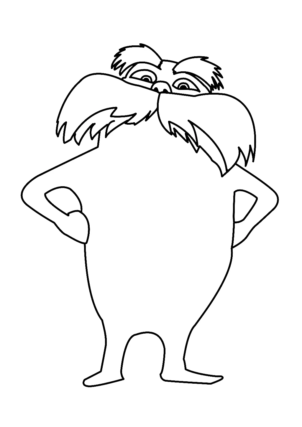 O Lorax e os seus grandes bigodes (Página para colorir e imprimir para crianças)