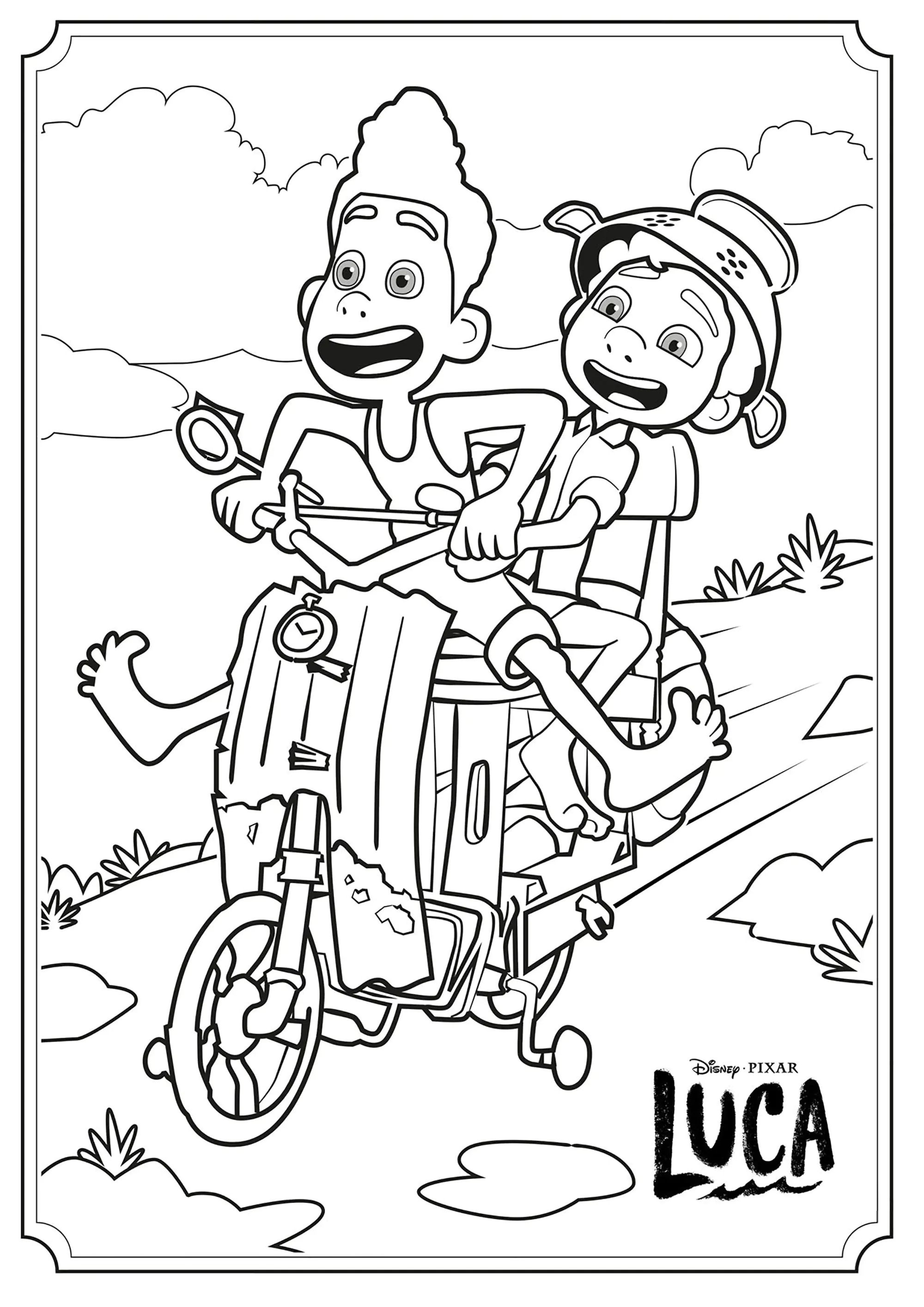 Luca e o seu amigo (Página para colorir e imprimir para crianças)