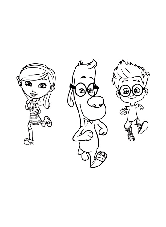 Imagem colorida do Sr. Peabody, Sherman e Penny