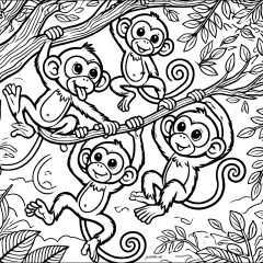 Páginas de Macacos para colorir e imprimir para crianças