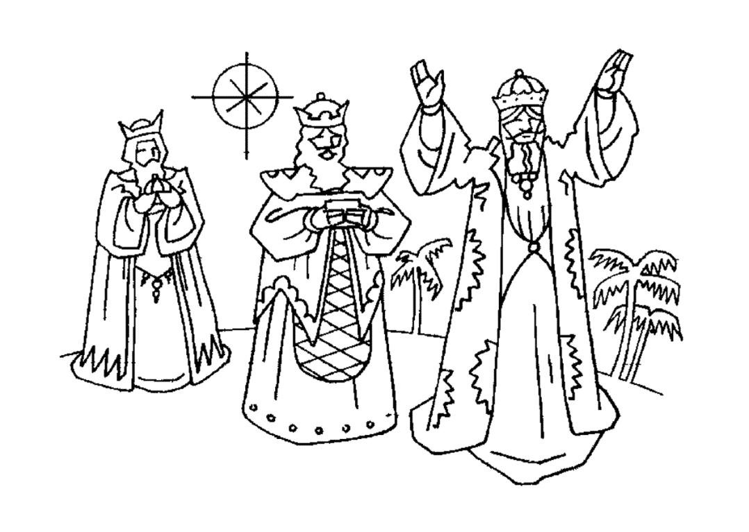 Os Três Reis Magos a colorir