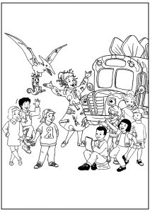 Página de Magic School Bus para colorir e imprimir para crianças : A aula completa está aqui