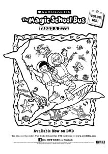 Página de Magic School Bus para colorir e imprimir para crianças : Com um tubarão