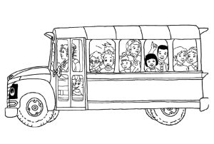 Página de Magic School Bus para colorir e imprimir para crianças : No autocarro!