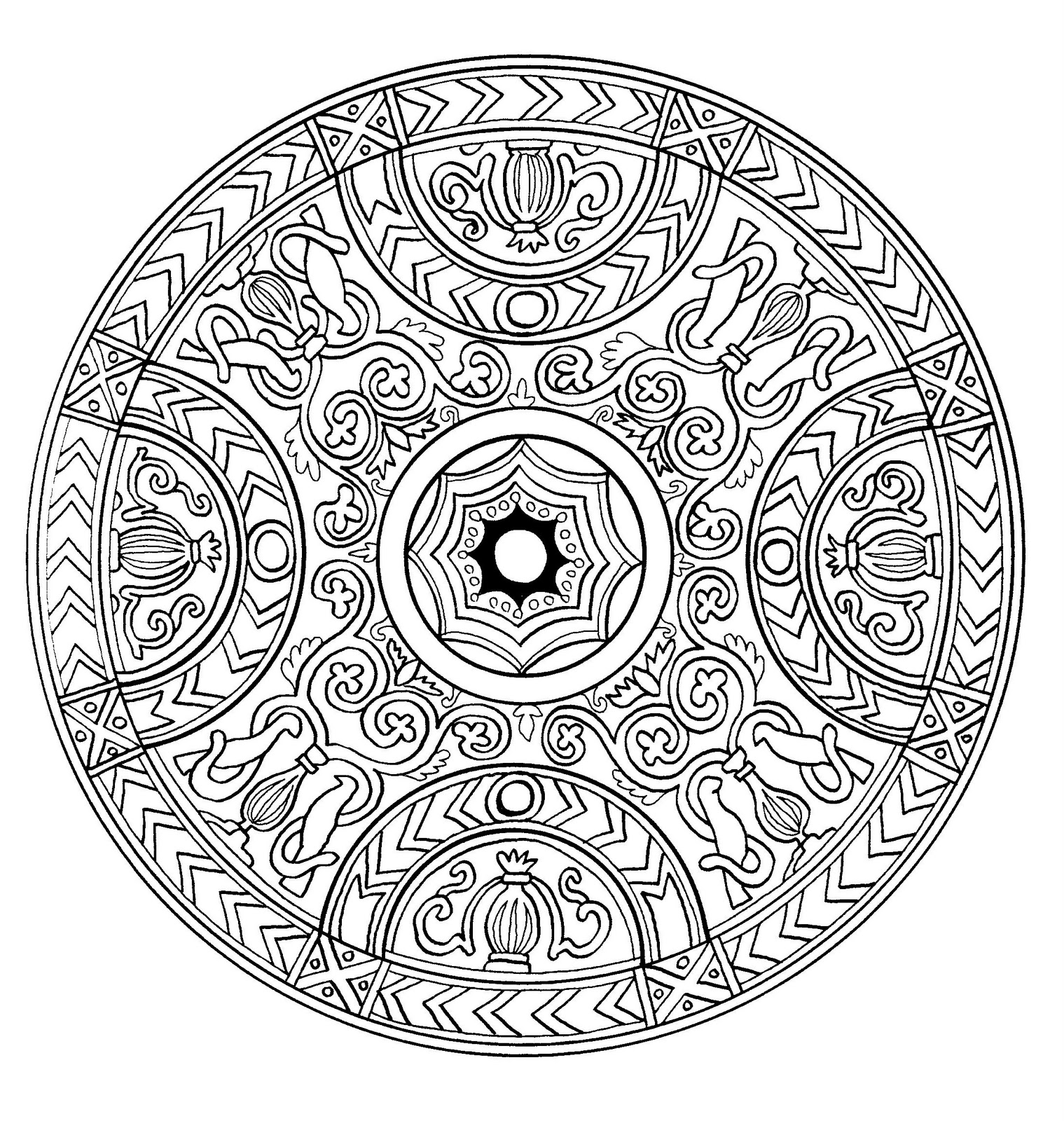 Simple Dibujos para colorear gratis de Mandalas