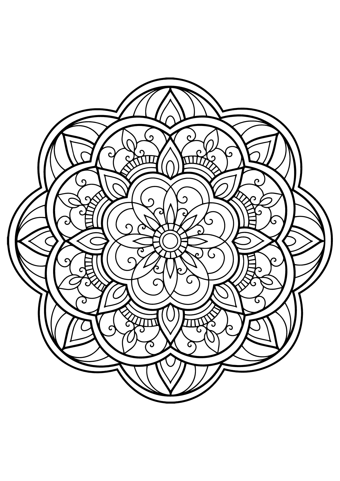 Mandala-complexo-livro-livro-livre- 1 - Mandalas - Just Color Crianças :  Páginas para colorir para crianças