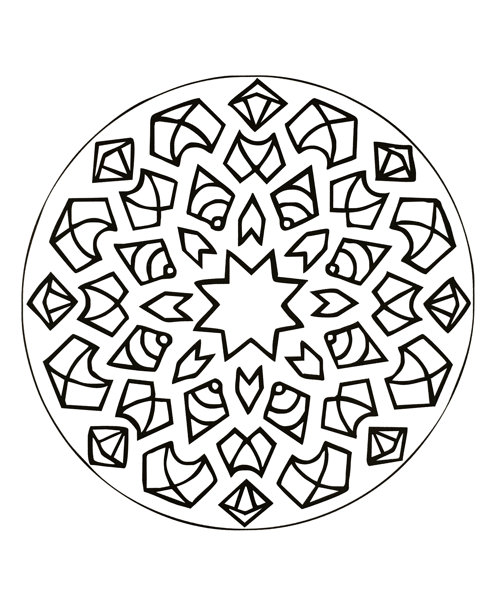 Desenhos simples para colorir gratuitos para crianças de Mandalas