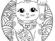 Páginas de Maneki Neko para colorir e imprimir para crianças