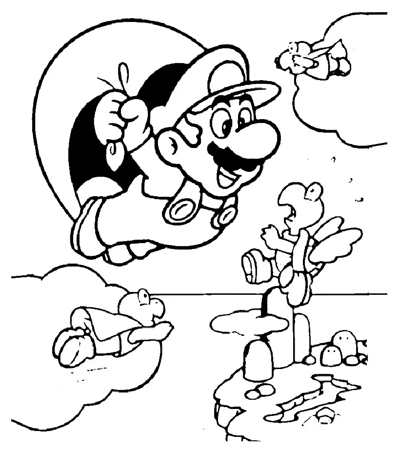 Páginas para colorir de Mário Bros para descarregar (Super Mario Bros.)