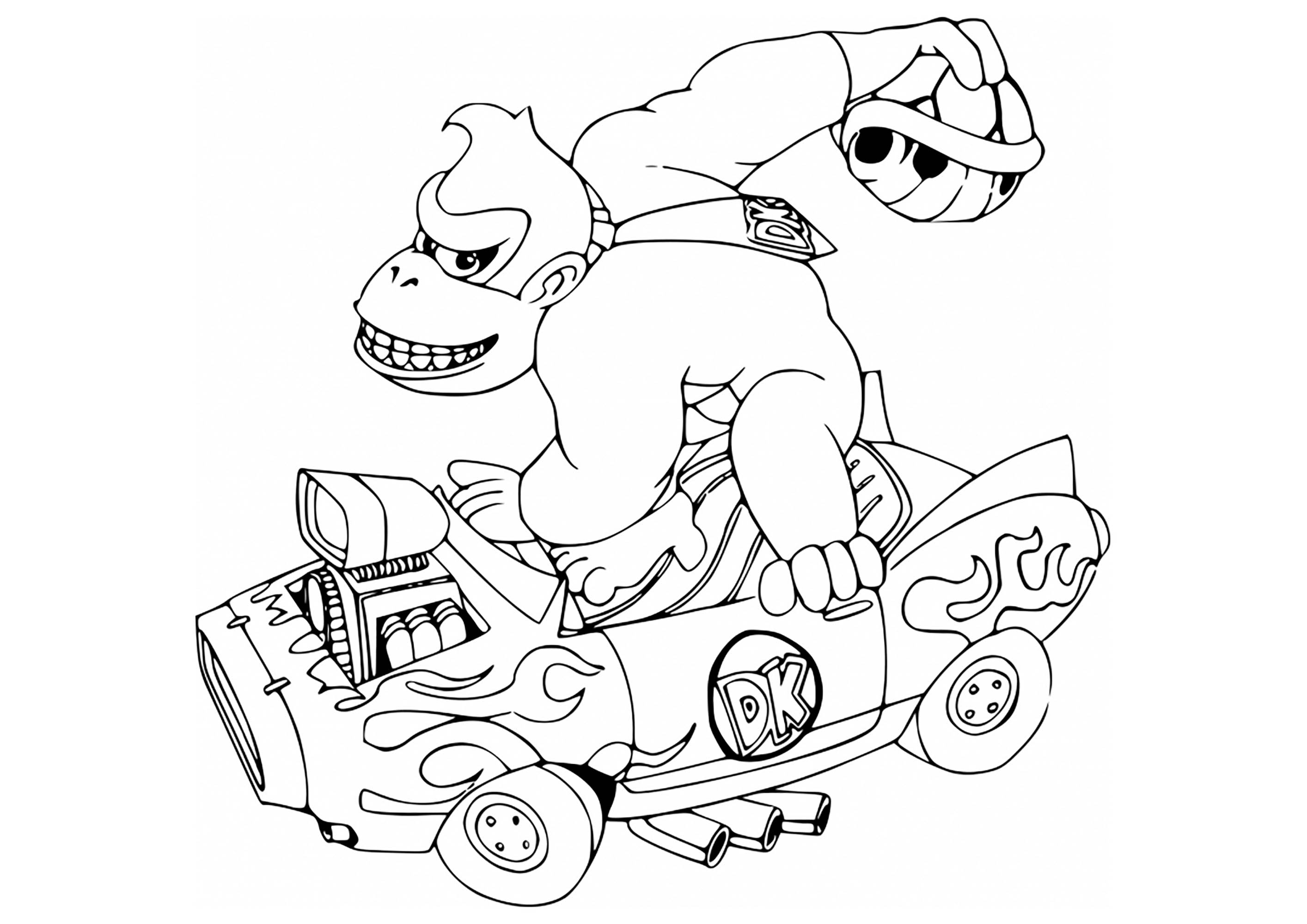 Super Mario – Bowser com o kart – Imagens para Colorir