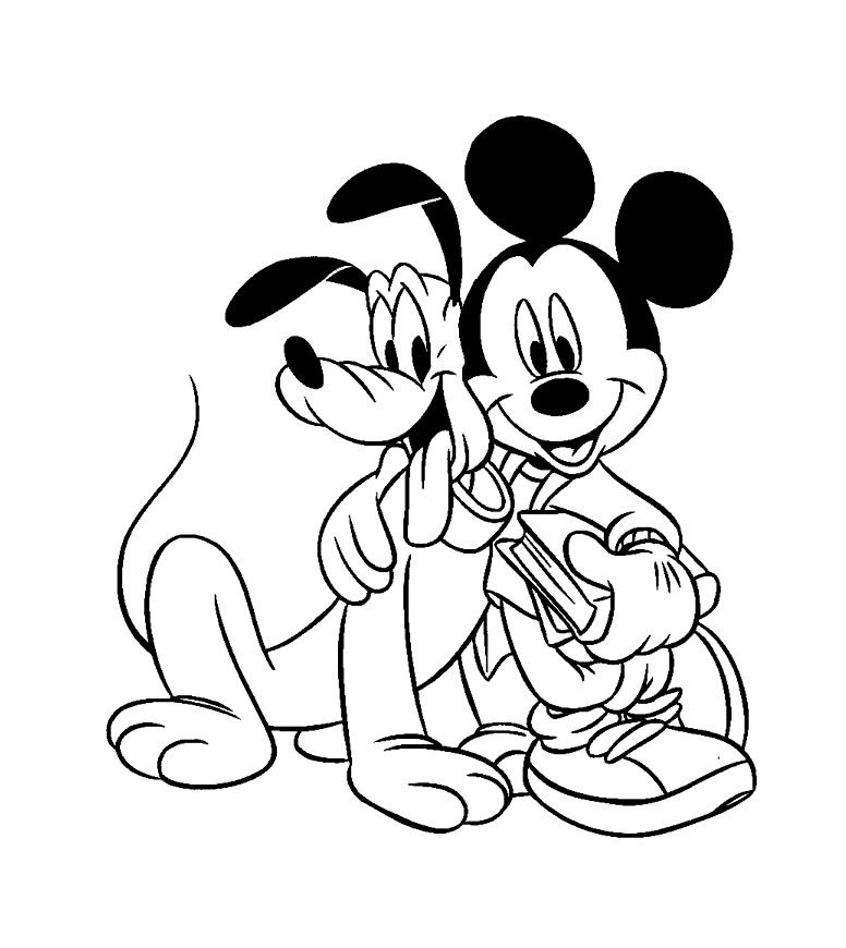 Desenhos simples para colorir para crianças de Mickey e seus amigos