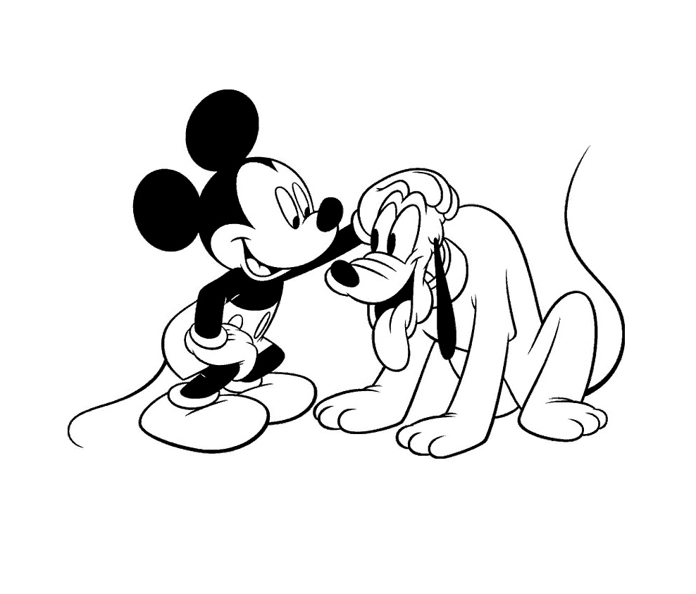 Desenhos simples para colorir gratuitos para crianças de Mickey e seus amigos