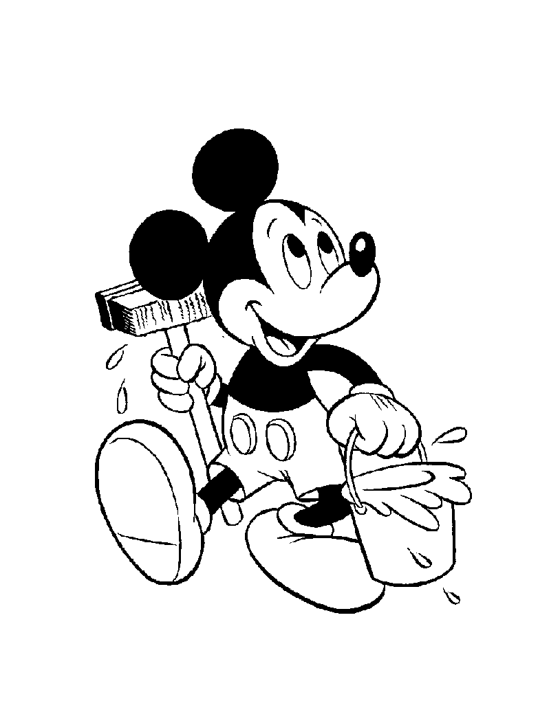 Mickey, o pintor ás da pintura (Página para colorir e imprimir para crianças)
