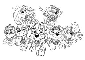 Página de Patrulha Pata: Os Supercães para colorir e imprimir para crianças : Toda a equipa da Super Patrouille