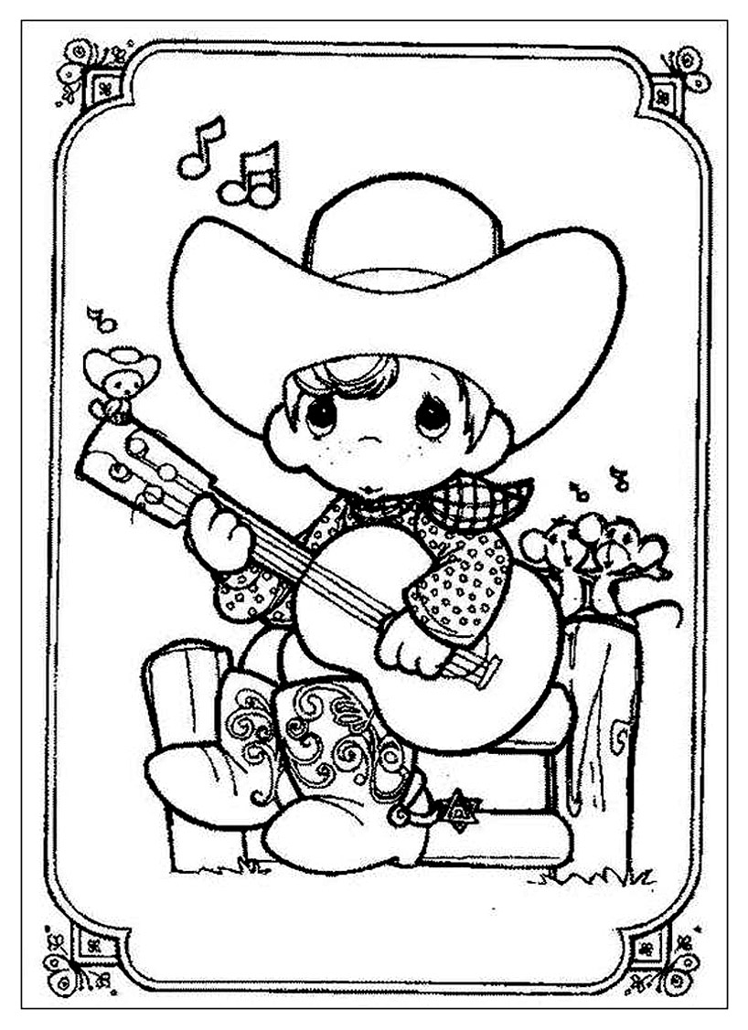 Cowboyzinho com uma guitarra