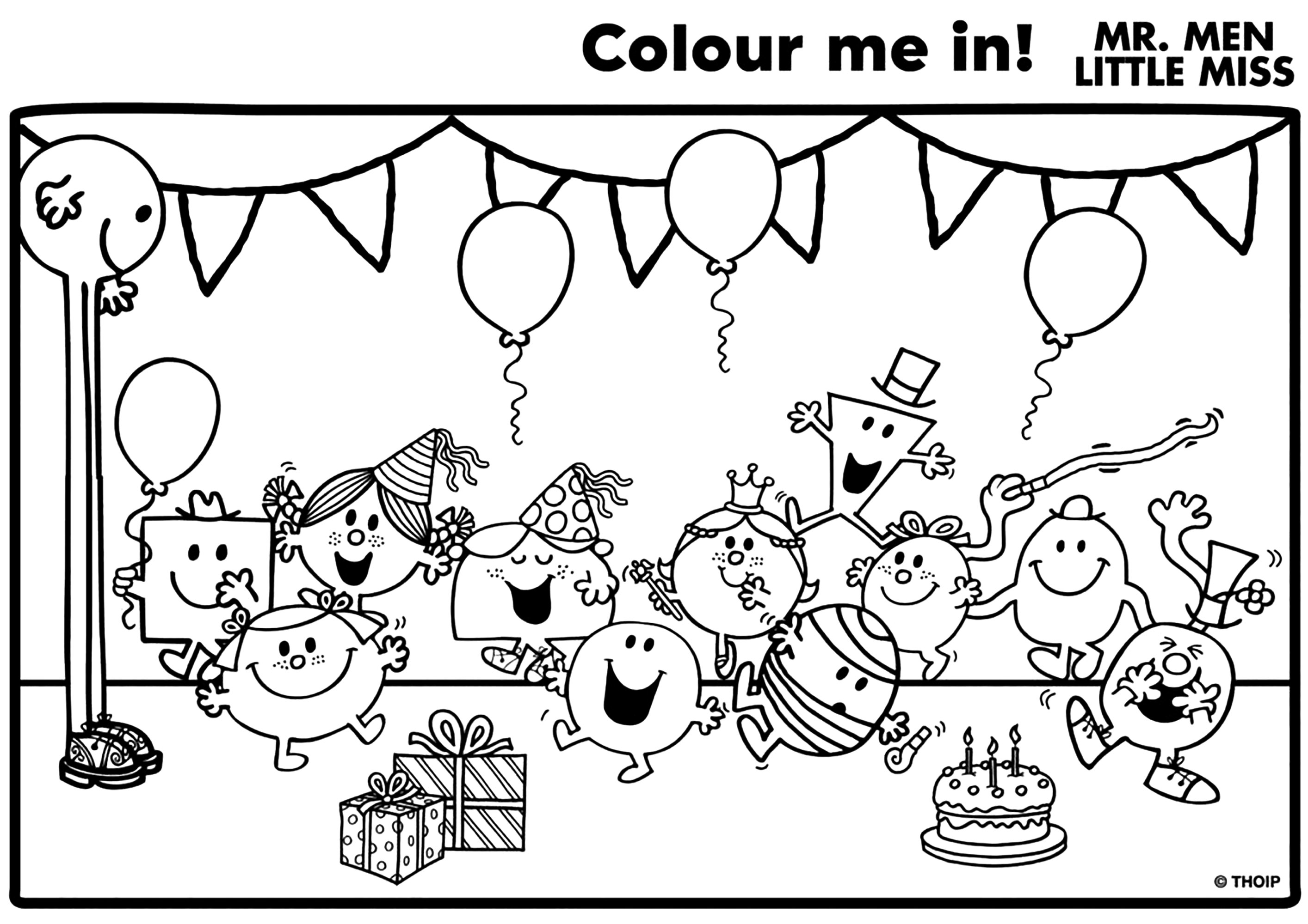 Colorir para o Monsieur Madame: a festa. Comemore o que quiser com as personagens de Monsieur Madame