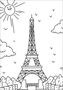 Página de Monumentos famosos para colorir e imprimir para crianças : Torre Eiffel (Paris)