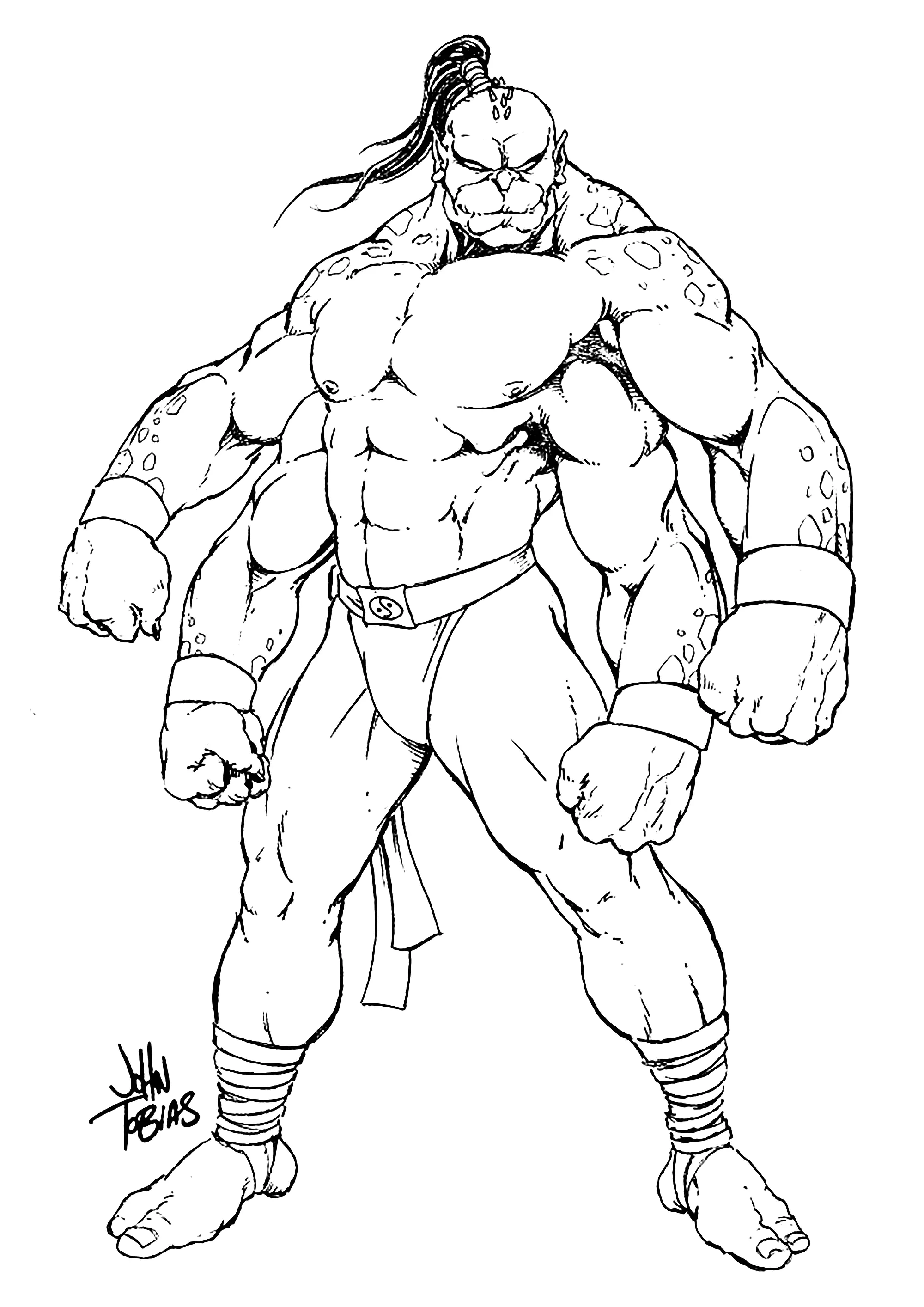 Goro, príncipe Shokan de força colossal (Página de Mortal Kombat para colorir e imprimir para crianças)