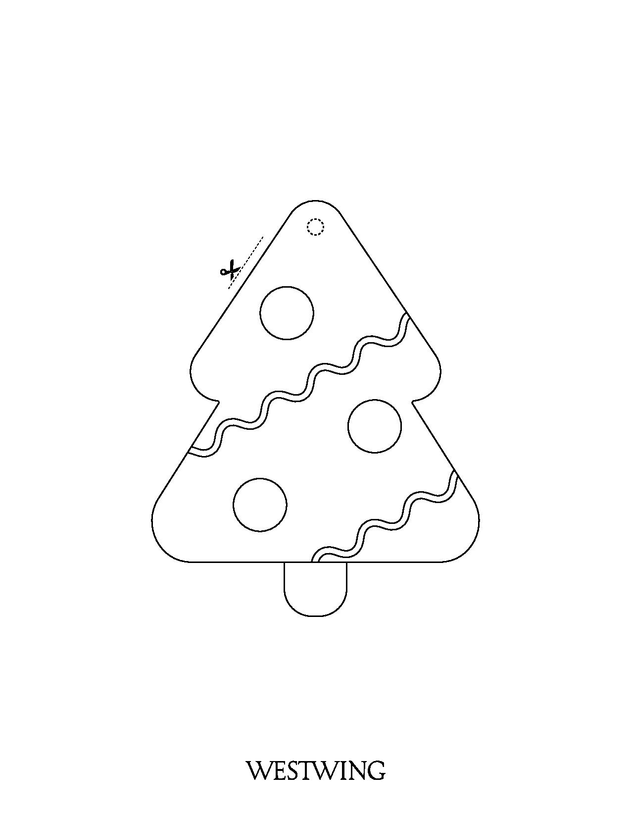 Árvore de Natal simples para as crianças recortarem e colorirem