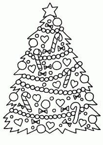 Desenhos para colorir sobre a árvore de Natal para as crianças imprimirem