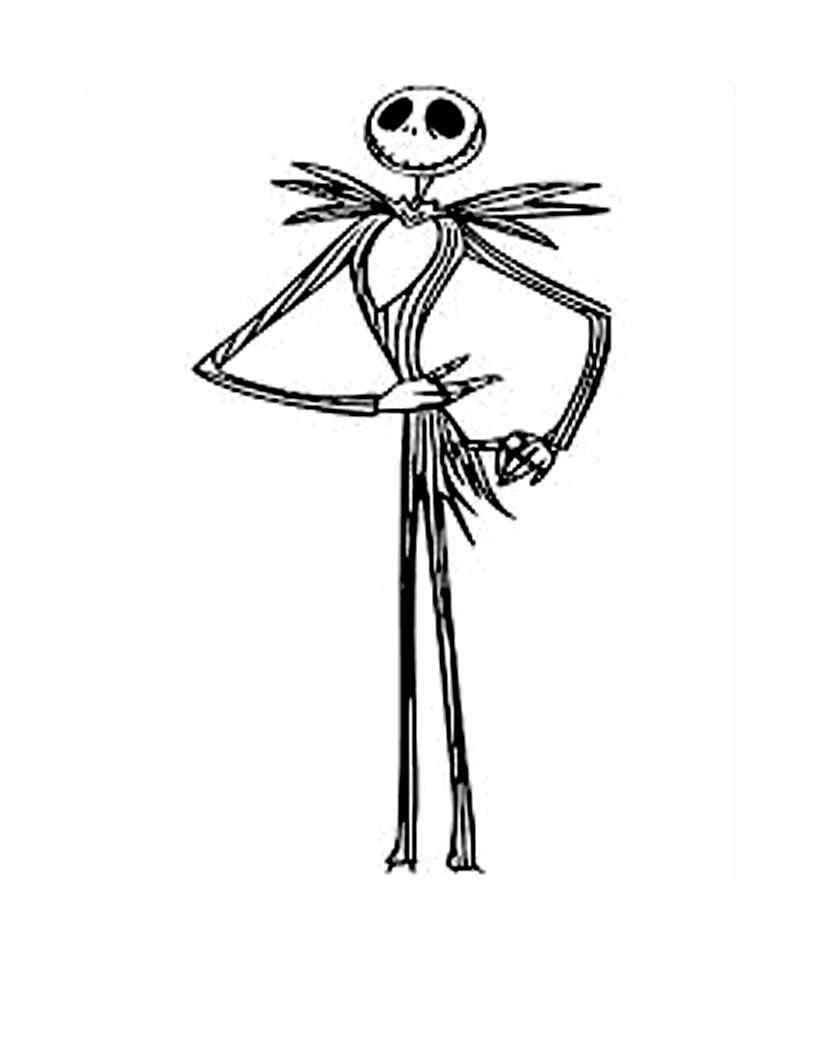 Jack, o esqueleto eterno de Tim Burton, para imprimir e colorir