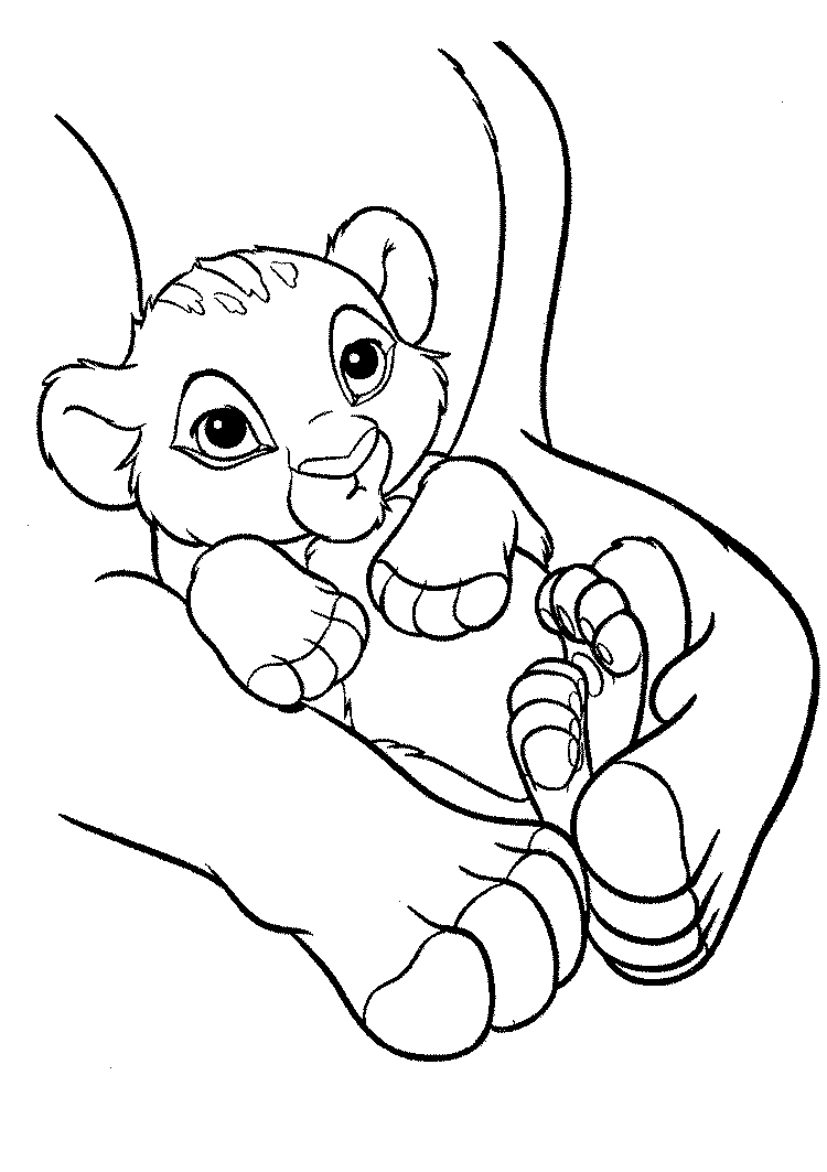 Desenho para imprimir do Rei Leão e colorir o jovem Simba