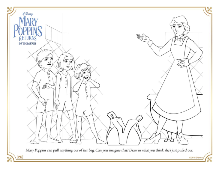 O retorno de Mary Poppins à colorier (Página para colorir e imprimir para crianças)