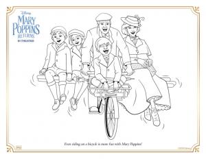 O retorno de Mary Poppins para imprimir e colorir