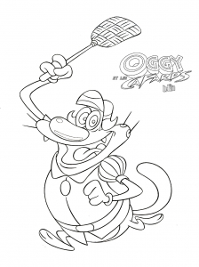 Dibujos para colorear de oggy e as baratas para niños