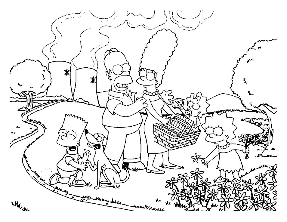 Incrível Livro para colorir Simpsons, simples, para crianças