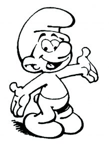 Página de Os Smurfs para colorir e imprimir para crianças : Coloração de Smurfs Feliz.