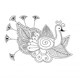 Desenho livre do pavão para imprimir e colorir