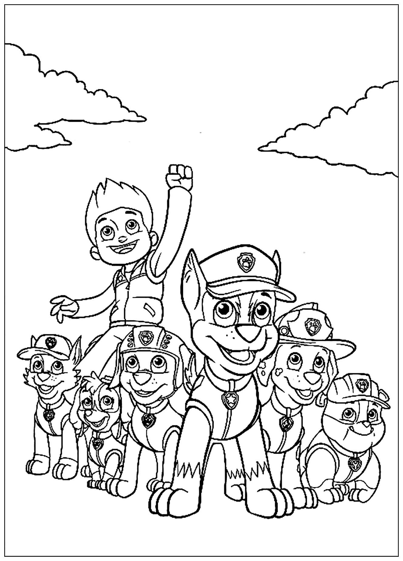Desenho de patrulha PAW para colorir, fácil para as crianças : Missão cumprida