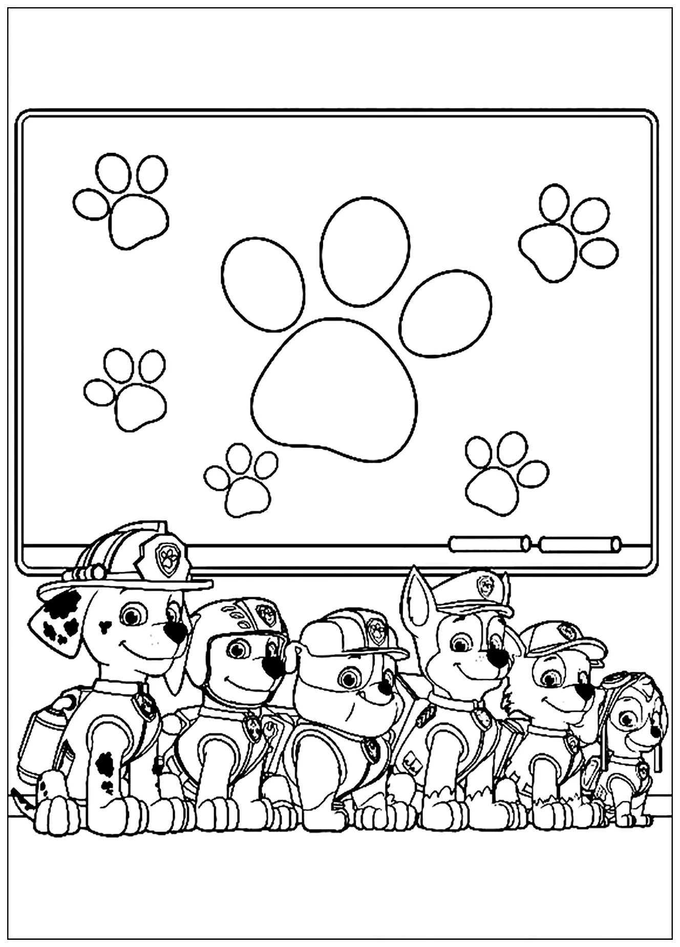 PAW Patrol : En rang (Página de Patrulha Pata para colorir e imprimir para crianças)