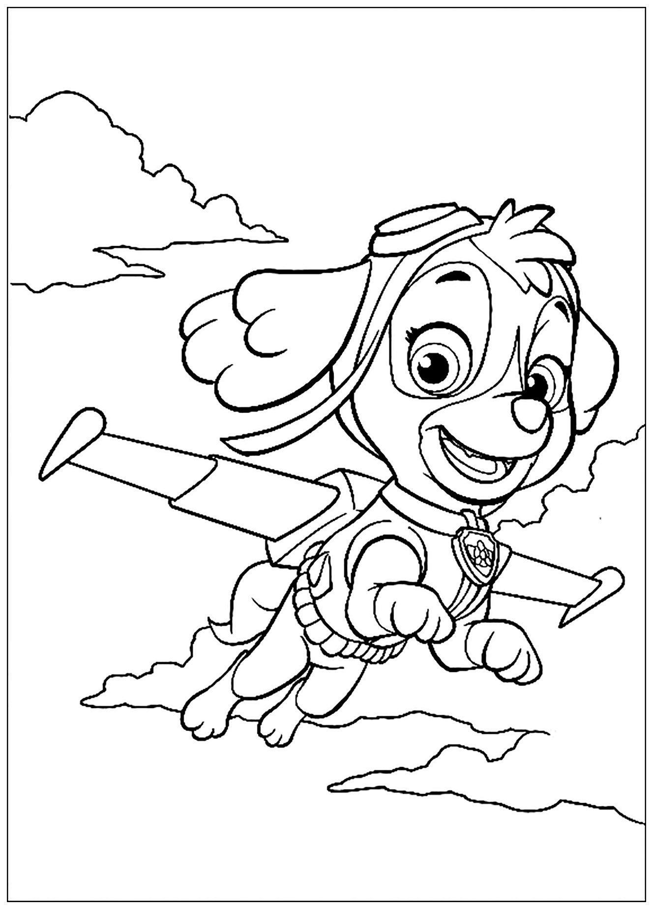 Desenho para colorir fácil da Stella da Patrulha Canina para crianças