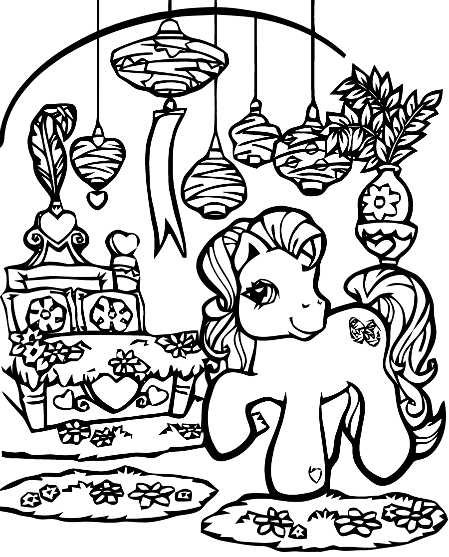 Pony com laço para colorir - Imprimir Desenhos