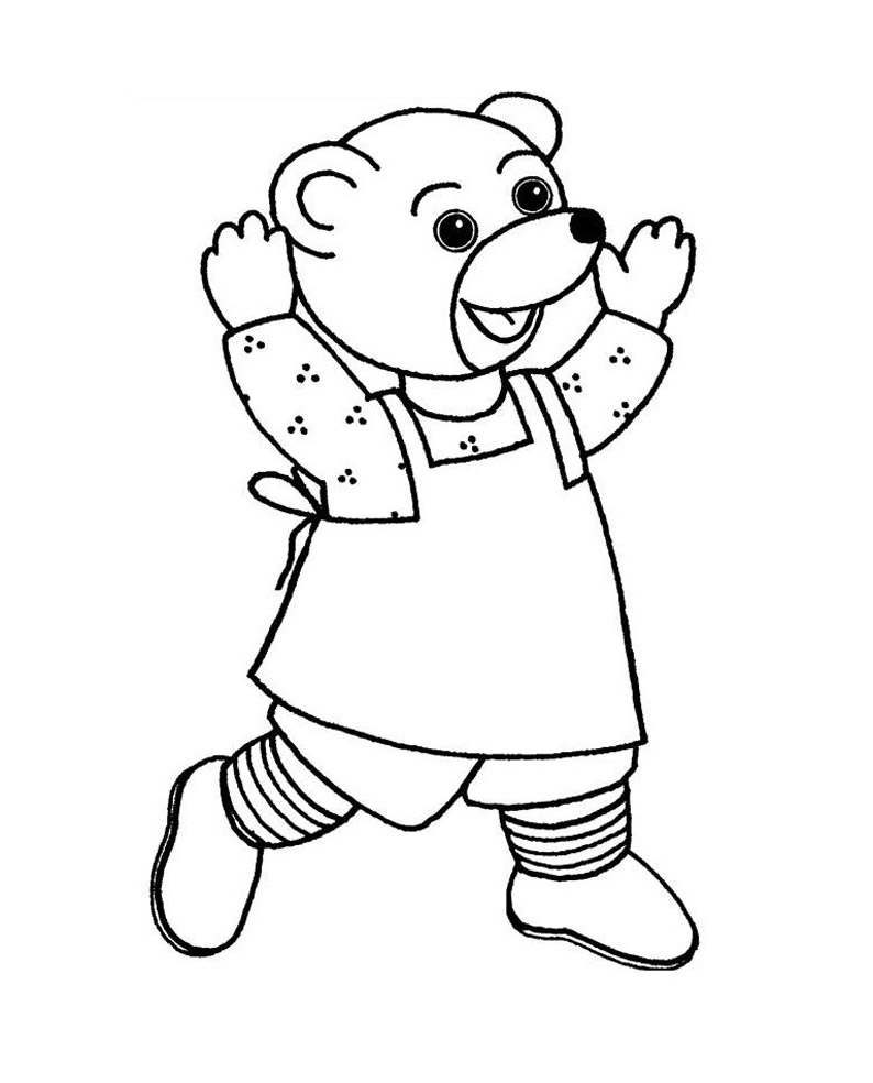 Coloração simples de Urso Pequeno com avental