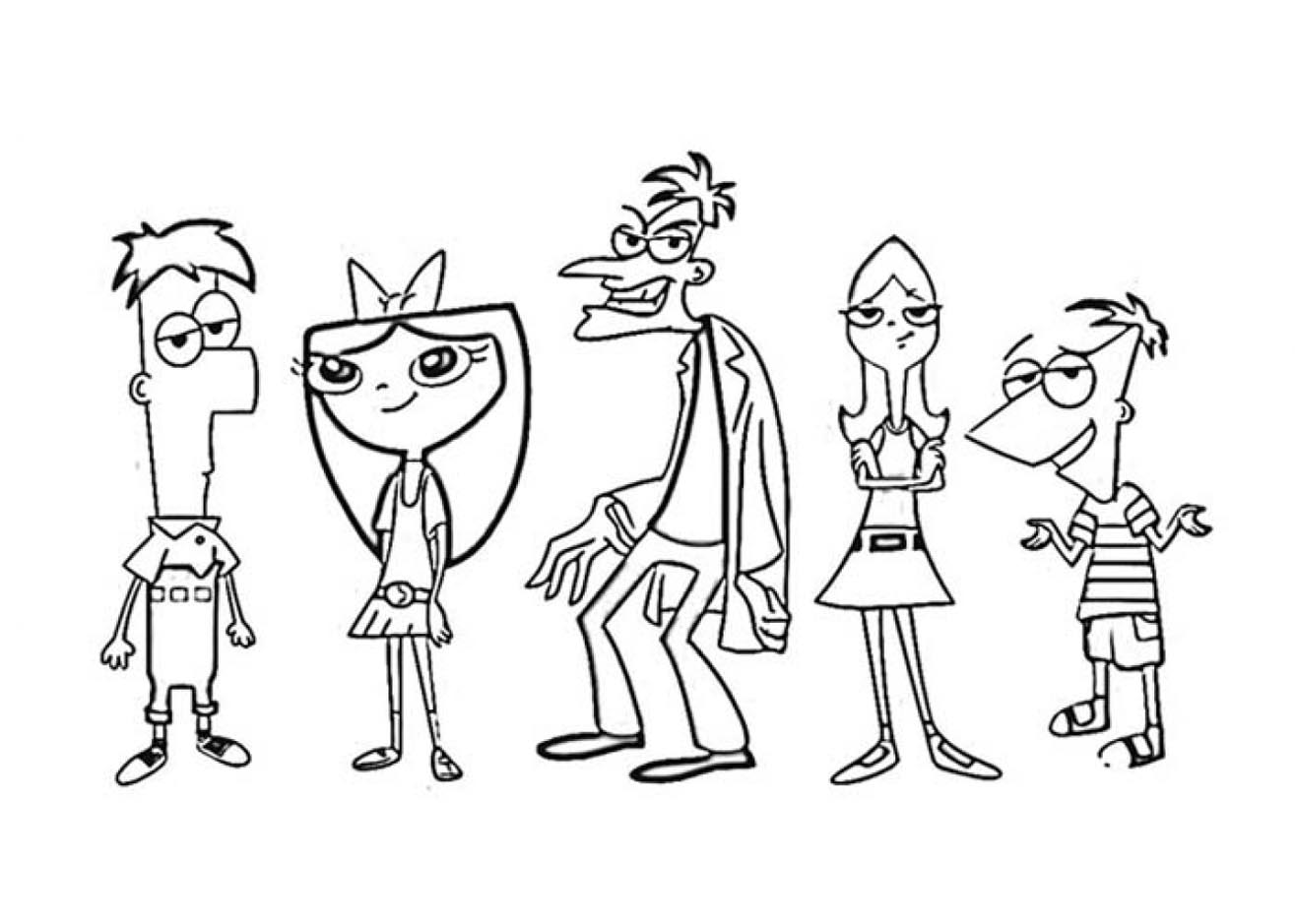 Phineas e Ferb (Disney) para colorir páginas para imprimir e colorir em