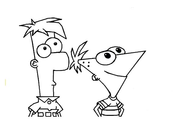 Desenho de Phineas e Ferb (Disney) para descarregar e imprimir para crianças