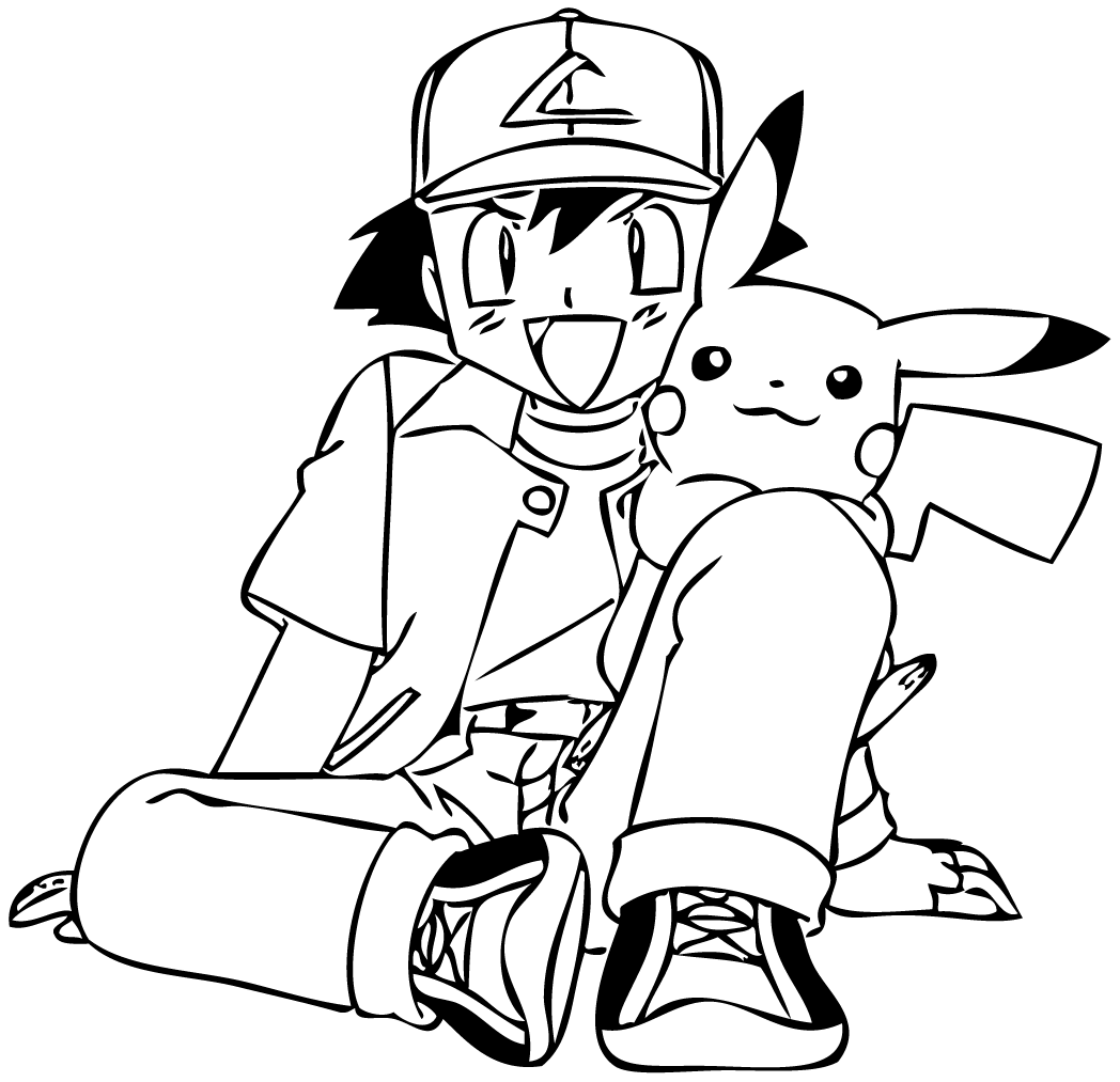 Sacha e Pikachu para colorir!