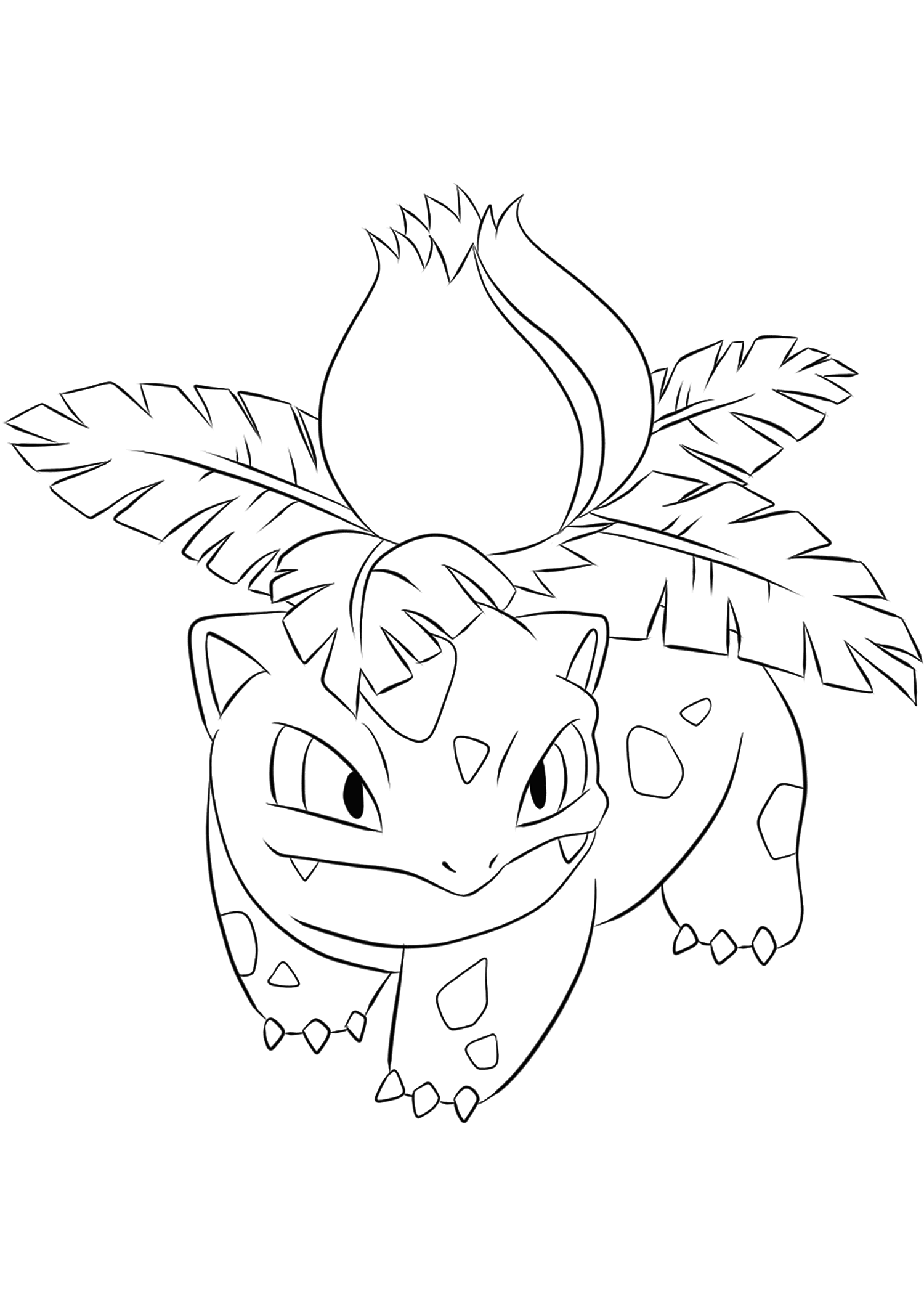 Herbizarre (Nº.02). Coloriage de Herbizarre (Ivysaur), Pokémon de Génération I, de type : Plante et PoisonPermission: Todos os direitos reservados © Pokémon company e Ken Sugimori.