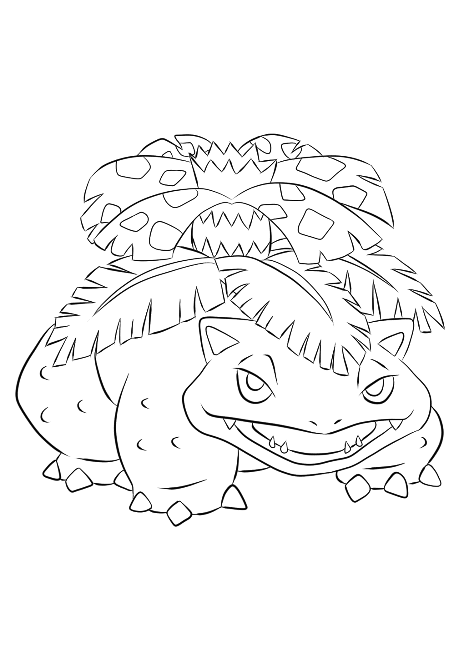 Florizarre (No.03). Coloriage de Florizarre (Venusaur), Pokémon de Génération I, de type : Plante et PoisonPermission: Todos os direitos reservados © Pokémon company e Ken Sugimori.