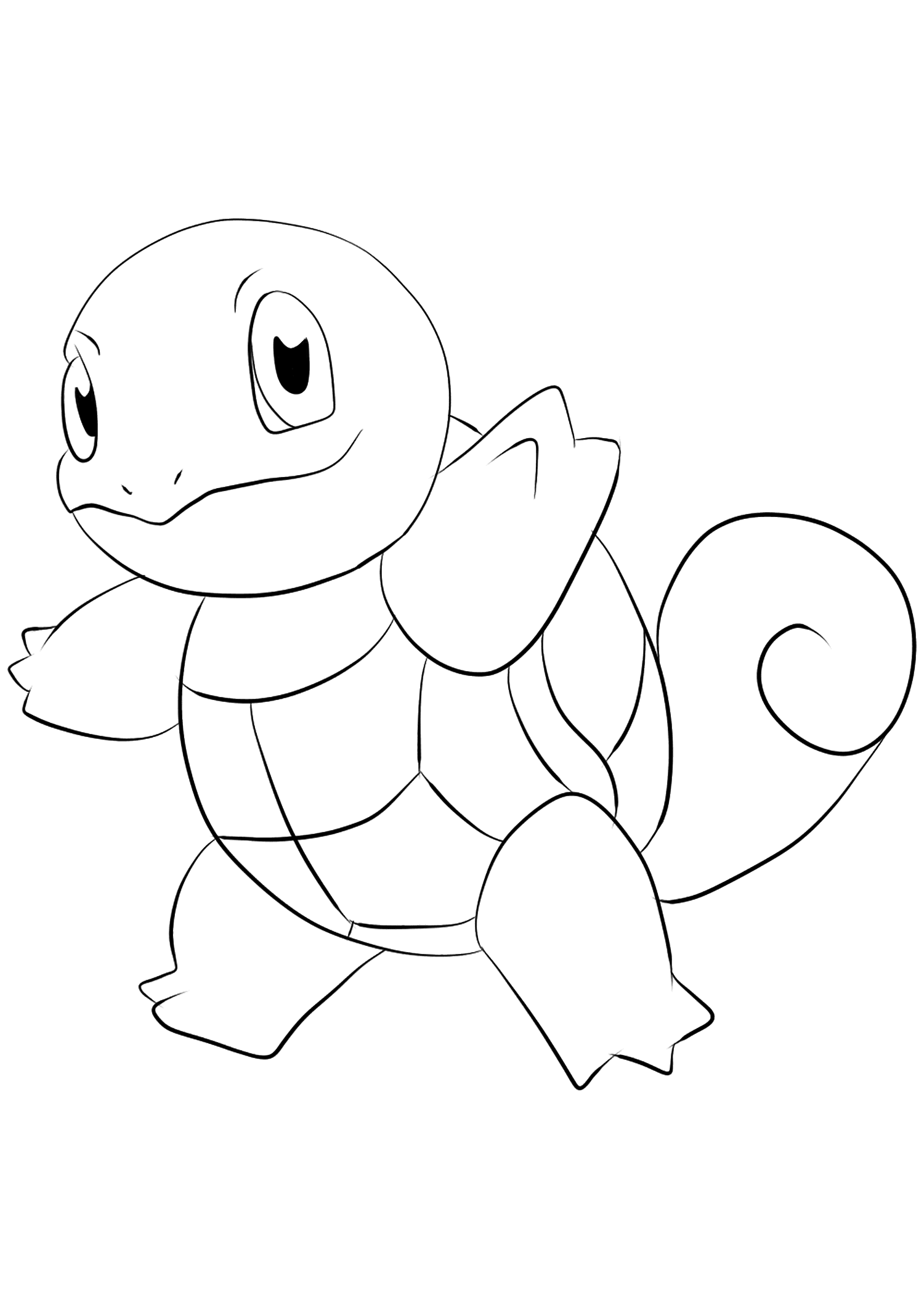 Carapuce (Nº.07). Coloriage de Carapuce (Squirtle), Pokémon de Génération I, de type : EauPermission: Todos os direitos reservados © Pokémon company e Ken Sugimori.