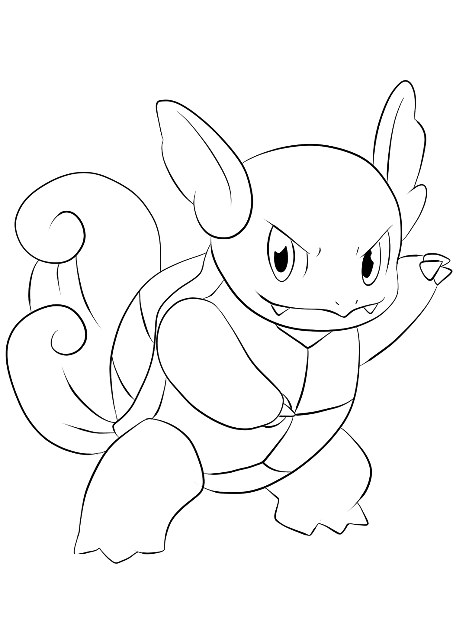 Carafes (Nº.08). Coloriage de Carabaffe (Wartortle), Pokémon de Génération I, de type : EauPermission: Todos os direitos reservados © Pokémon company e Ken Sugimori.