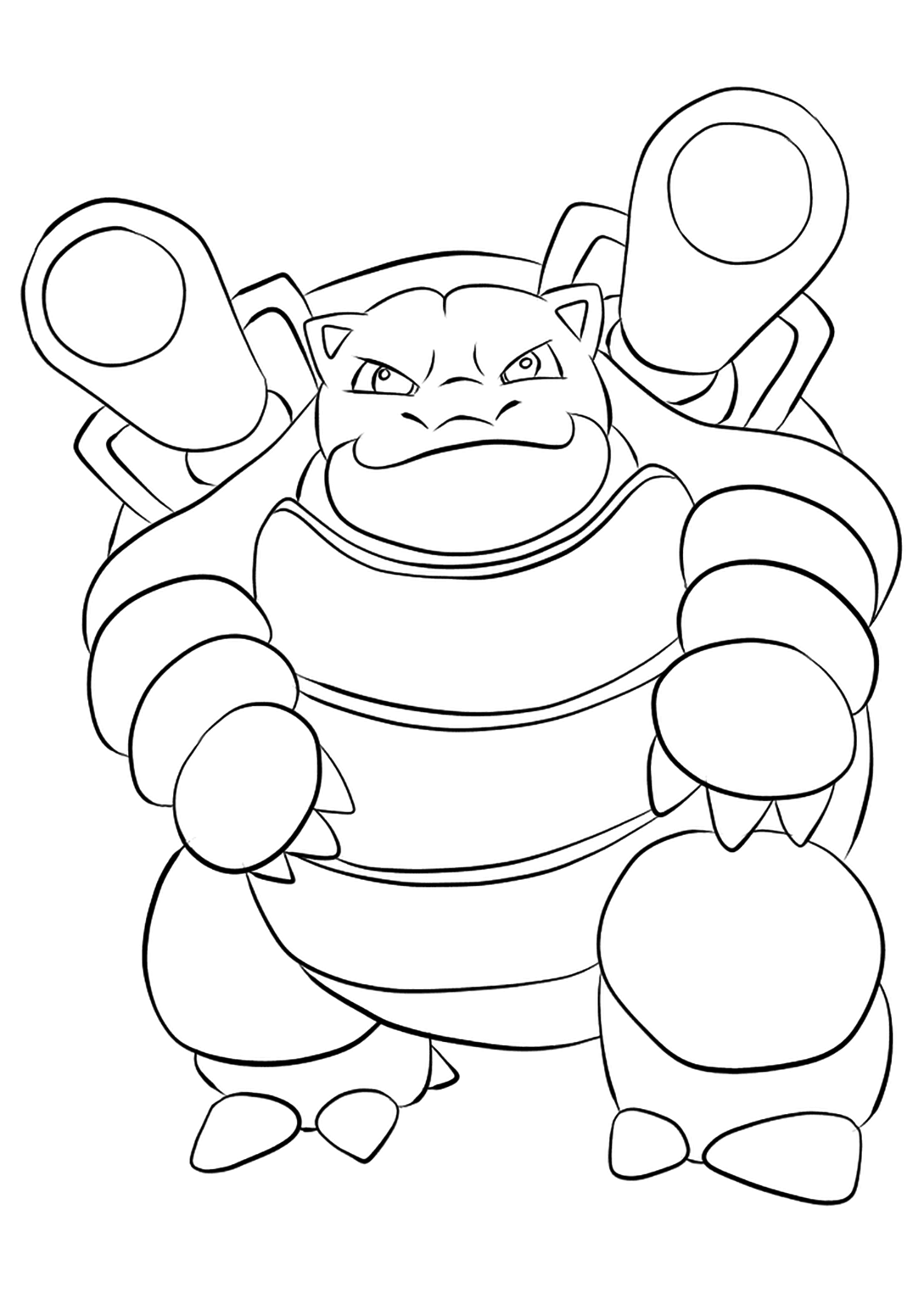 Tortank (Nº.09). Coloriage de Tortank (Blastoise), Pokémon de Génération I, de type : EauPermission: Todos os direitos reservados © Pokémon company e Ken Sugimori.