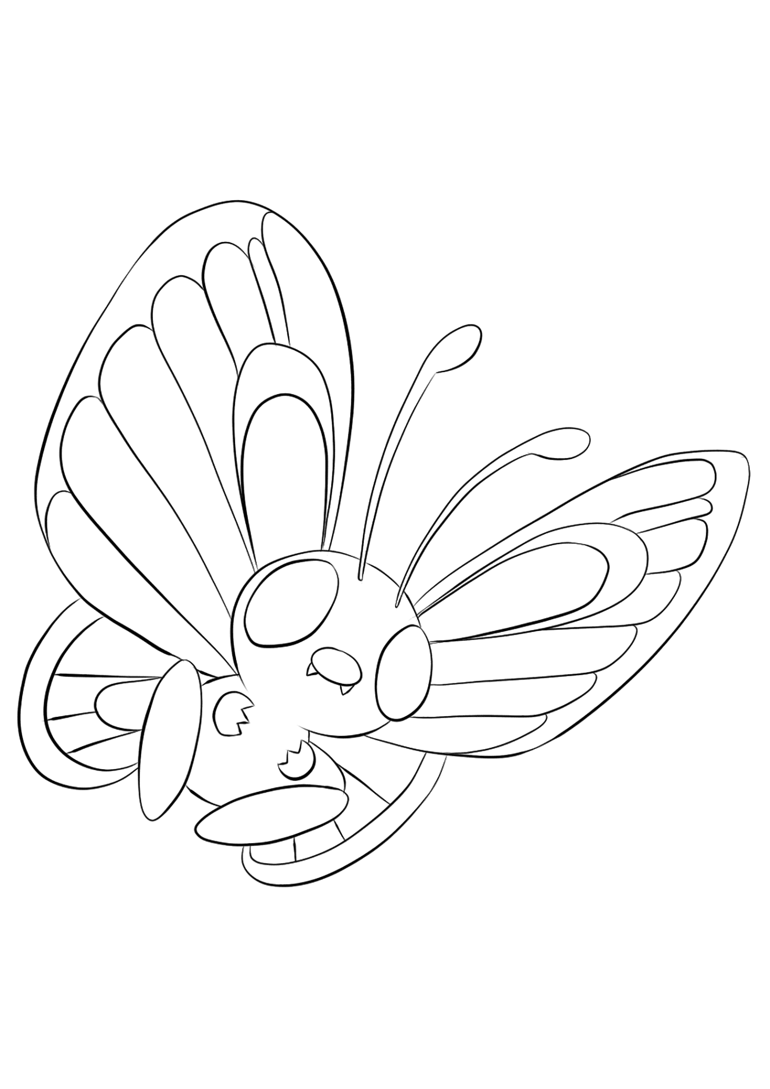 Papilusão (No.12). Coloriage de Papilusion (Butterfree), Pokémon de Génération I, de type : Insecte et VolPermission: Todos os direitos reservados © Pokémon company e Ken Sugimori.