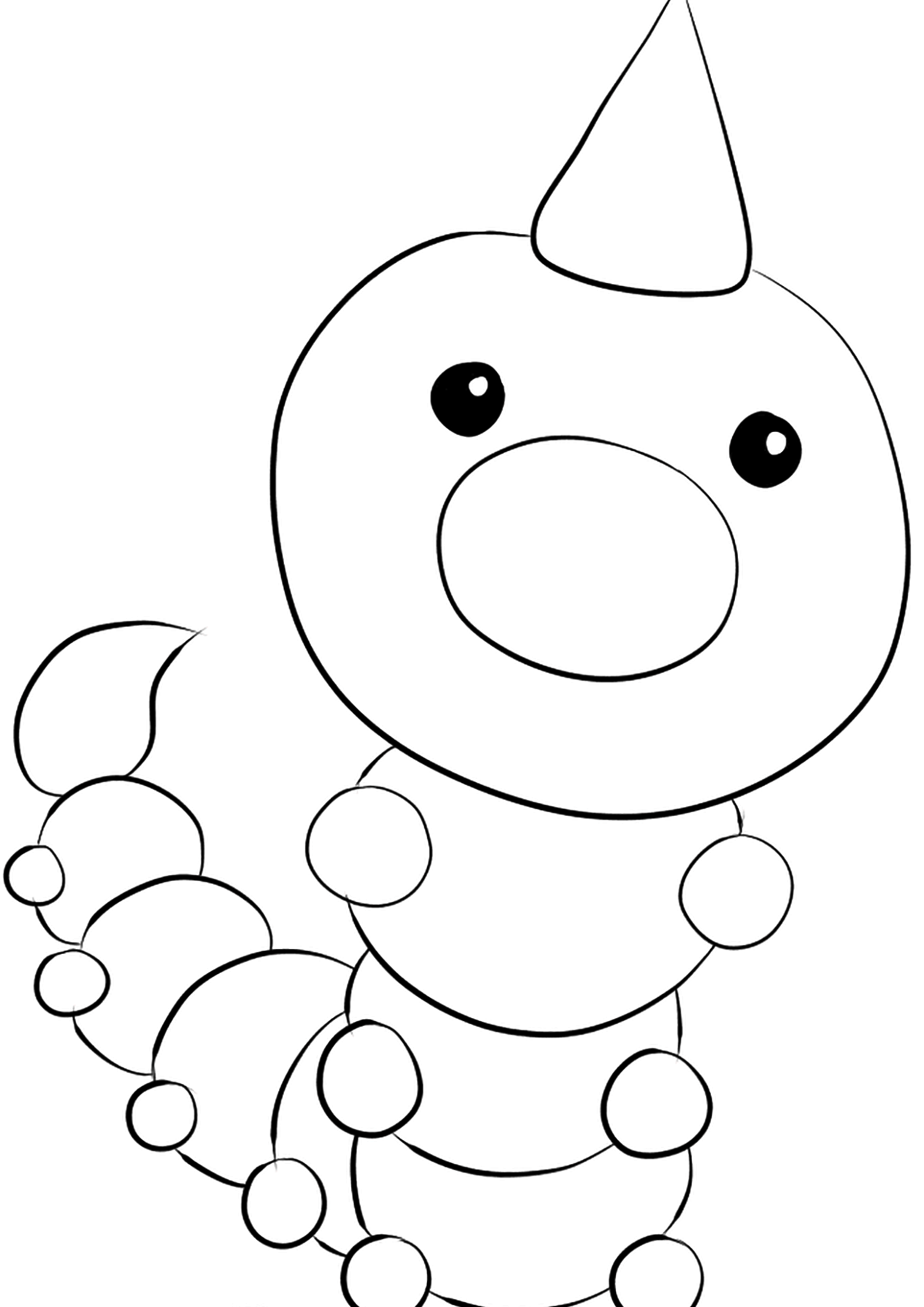 Aspicot (No.13). Coloriage de Aspicot (Weedle), Pokémon de Génération I, de type : Insecte et PoisonOriginal image credit: Pokémon linearts by Lilly Gerbil'font-size:smaller;color:gray'>Permission: Todos os direitos reservados © Pokémon company e Ken Sugimori.