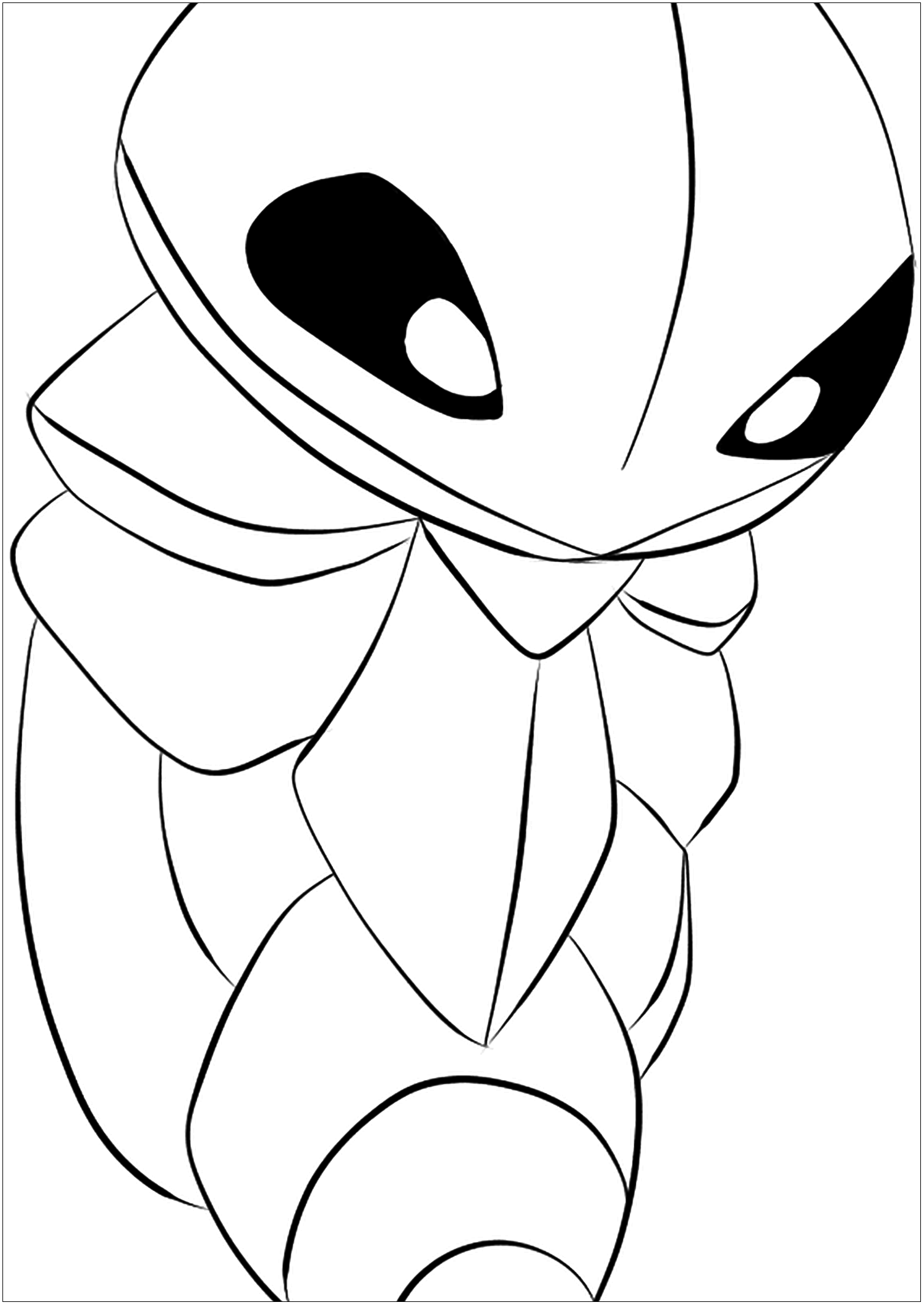 Coconforto (No.14). Coloriage de Coconfort (Kakuna), Pokémon de Génération I, de type : Insecte et PoisonOriginal image credit: Pokémon linearts by Lilly Gerbil'font-size:smaller;color:gray'>Permission: Todos os direitos reservados © Pokémon company e Ken Sugimori.